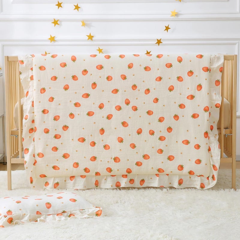 CLoucl 100% Cotton Muslin Crib Comforter/Quilt,Ultra Soft Cozy Reversible Baby Blanket,All Season Toddler Blankets for Boys and Girls, Machine Washable,41"x48" - Image 1